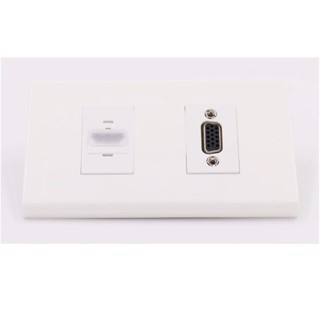Mặt nạ HDMI + VGA âm tường 2 cổng Panasonic gồm đế