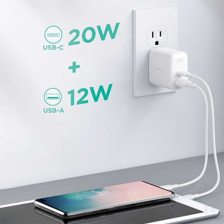 CỦ SẠC NHANH AUKEY 32W PA-F3S PD 20W IP 12