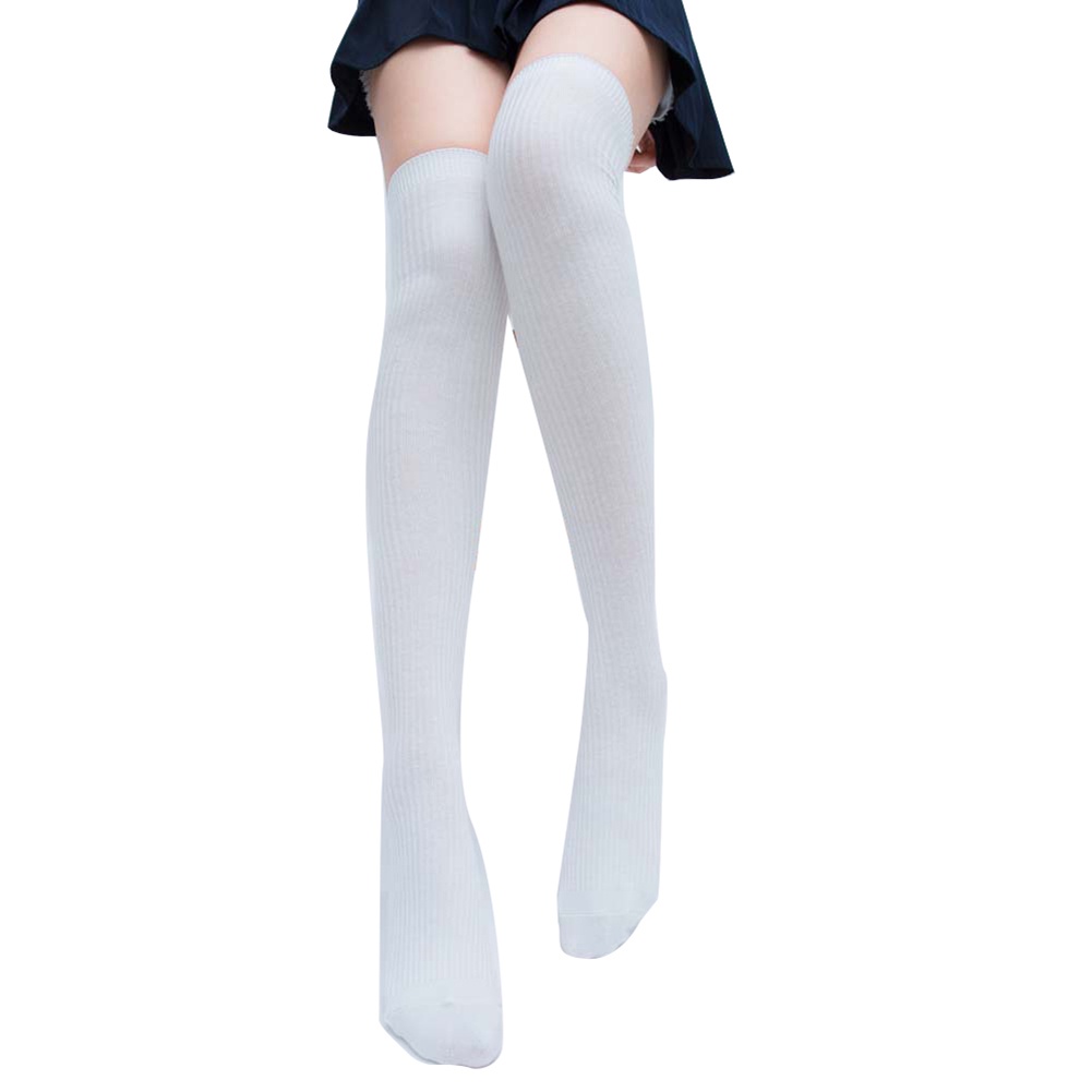 Vớ đùi nữ dệt kim màu trơn giữ ấm thời trang mùa đông