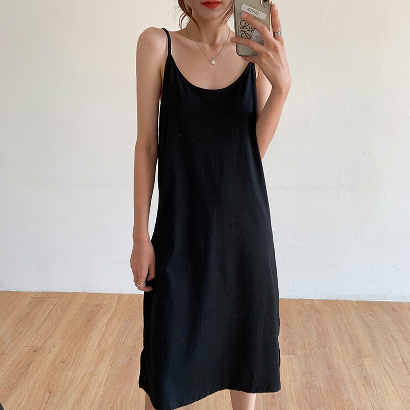 Váy thun 2 dây cotton dáng suông dài thoáng mát và năng động by Liola.thietke