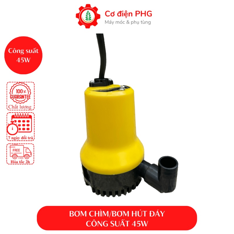 Máy bơm chìm dùng để hút nước chống ngập, hút nước thải 12V DC công suất 45W | Máy bơm tõm