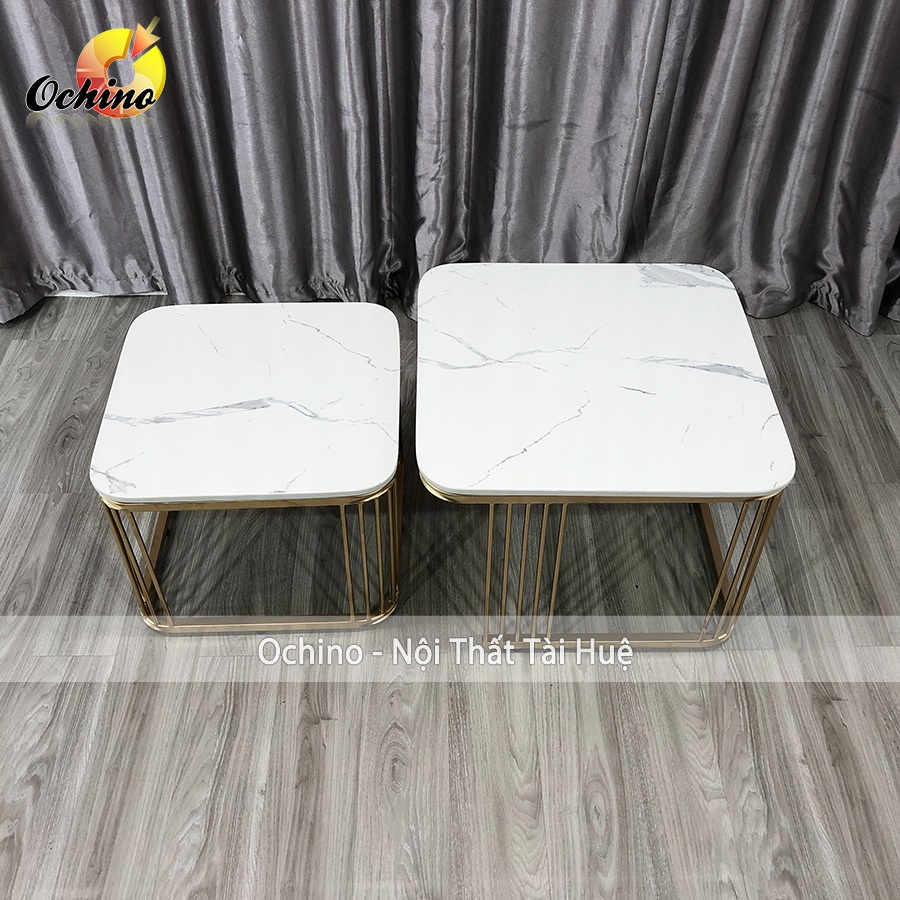 Bàn Trà đôi Vuông Mặt Đá 3d Cao Cấp để Phòng Khách sofa ( ẢNH THẬT)