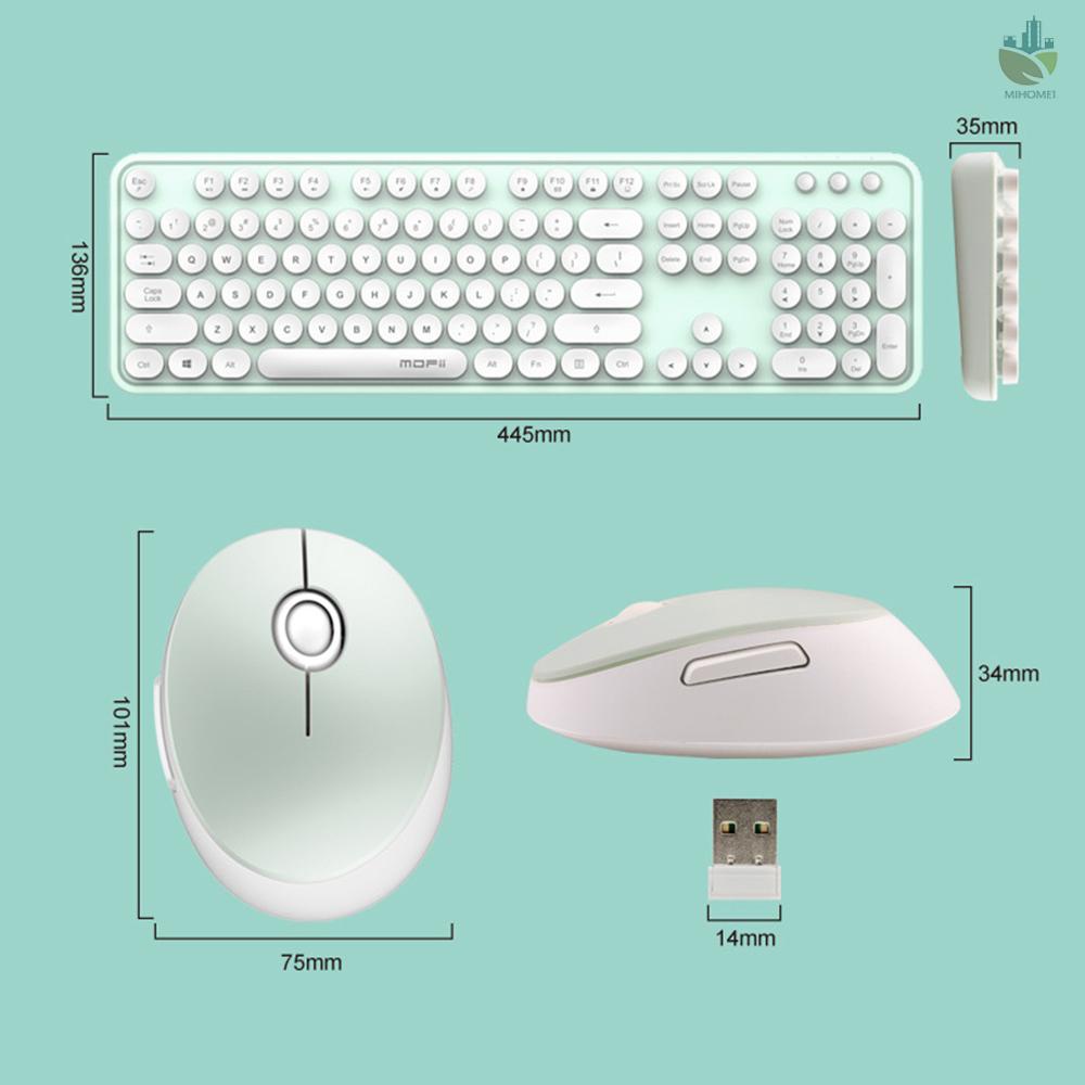 Bộ Bàn Phím Cơ + Chuột Không Dây Hình Tròn