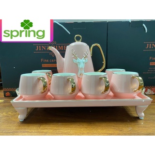 Bộ trà/bộ ấm chén sứ kèm khay sang trọng