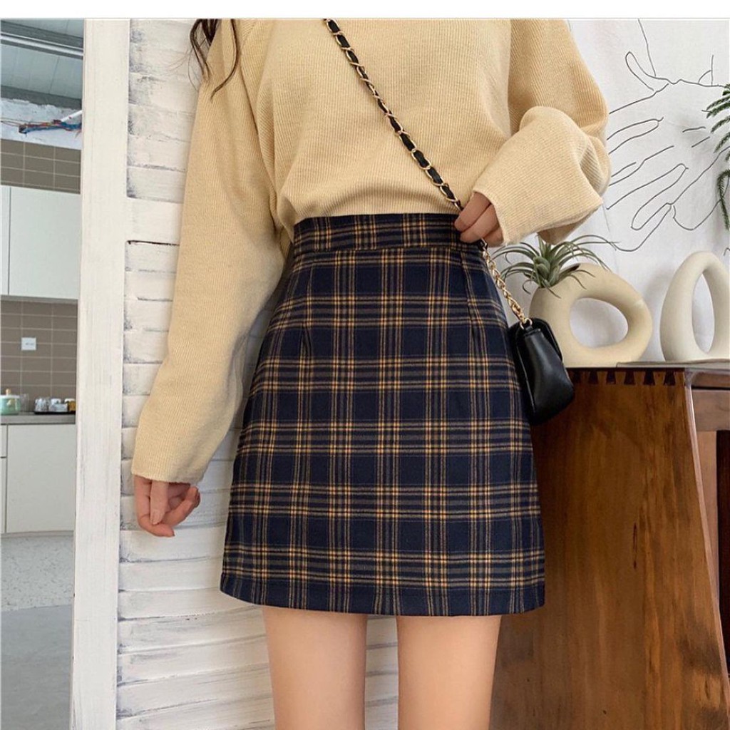 chân Váy chữ A  bigsize kẻ caro basic mix quanh năm áo thun áo kiểu đều xinh nha 🍬🍬 | BigBuy360 - bigbuy360.vn