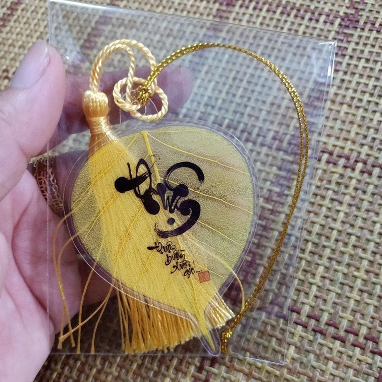 Lá Bồ Đề Mạ Vàng Trang Trí Cây Cảnh, Treo Tường, Treo Xe, Ốp điện thoại may mắn