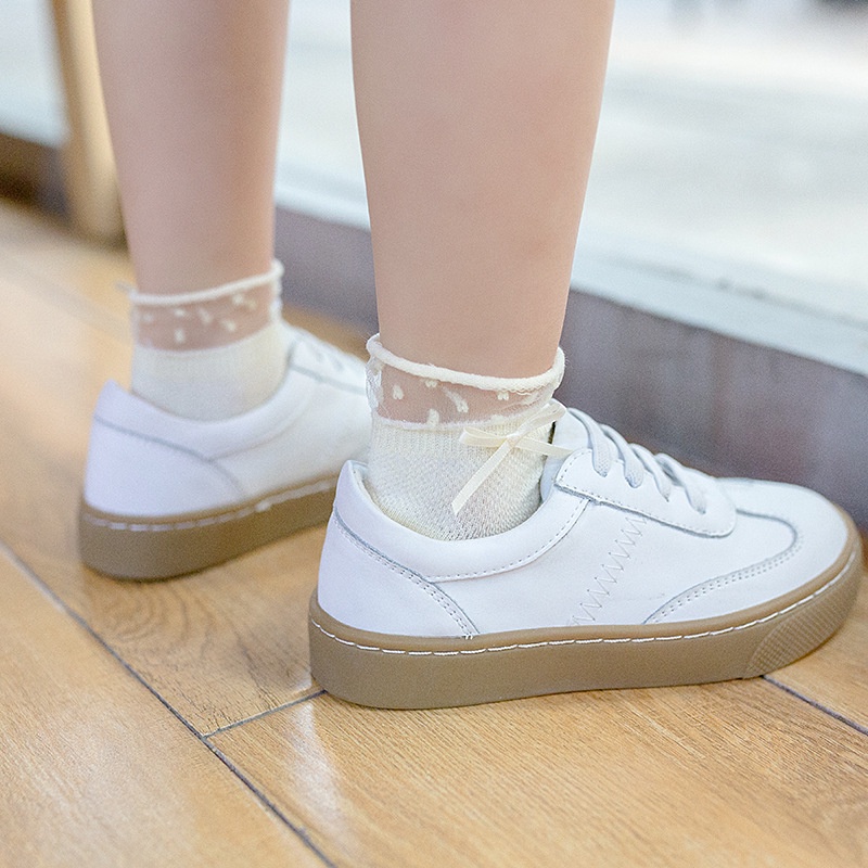Vớ Cotton Lưới Mỏng Thấm Hút Mồ Hôi Thoáng Khí Đính Nơ Dễ Thương Cho Bé Gái 3-12 Tuổi
