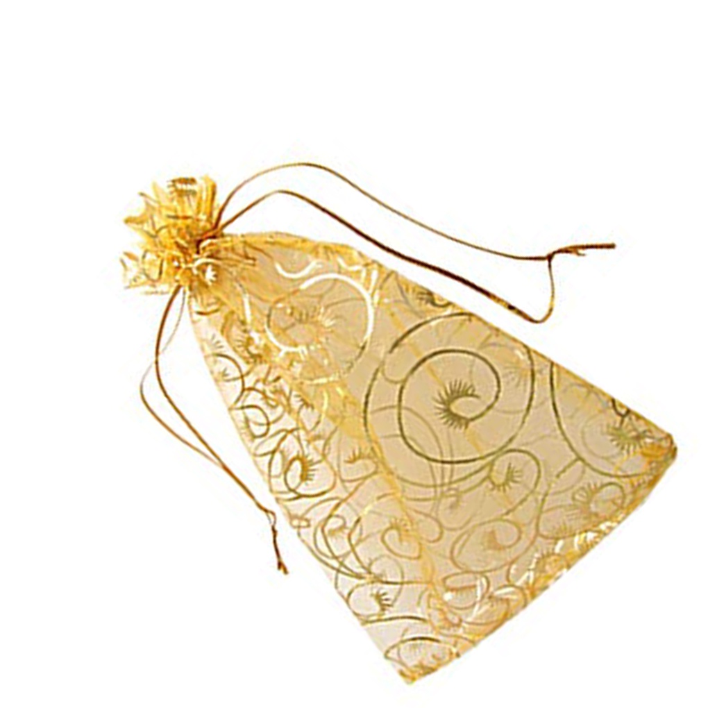 Champagne Mesh Storage Bag Gold Drawstring Gift Bags Party Wedding Festival Favor Present Bags