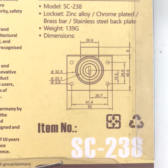 Ổ khoá hộc tủ xưa SCHONE chính hãng SC-238