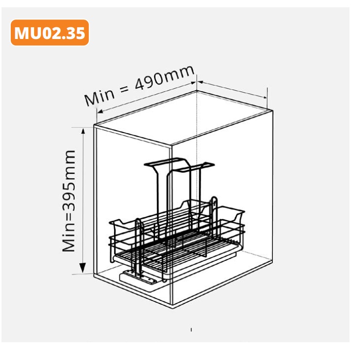 [FREESHIP HCM] Giá Để Chai Lọ Tẩy Rửa Garis MU02.35 - Nan Tròn, Bề Mặt Điện Hóa, Dùng Cho Cánh Mở