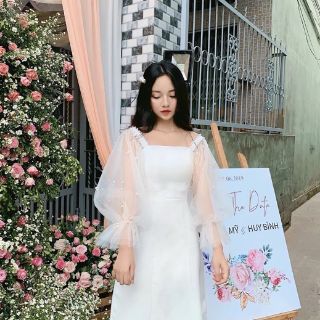 Váy tay ren bồng đính hạt