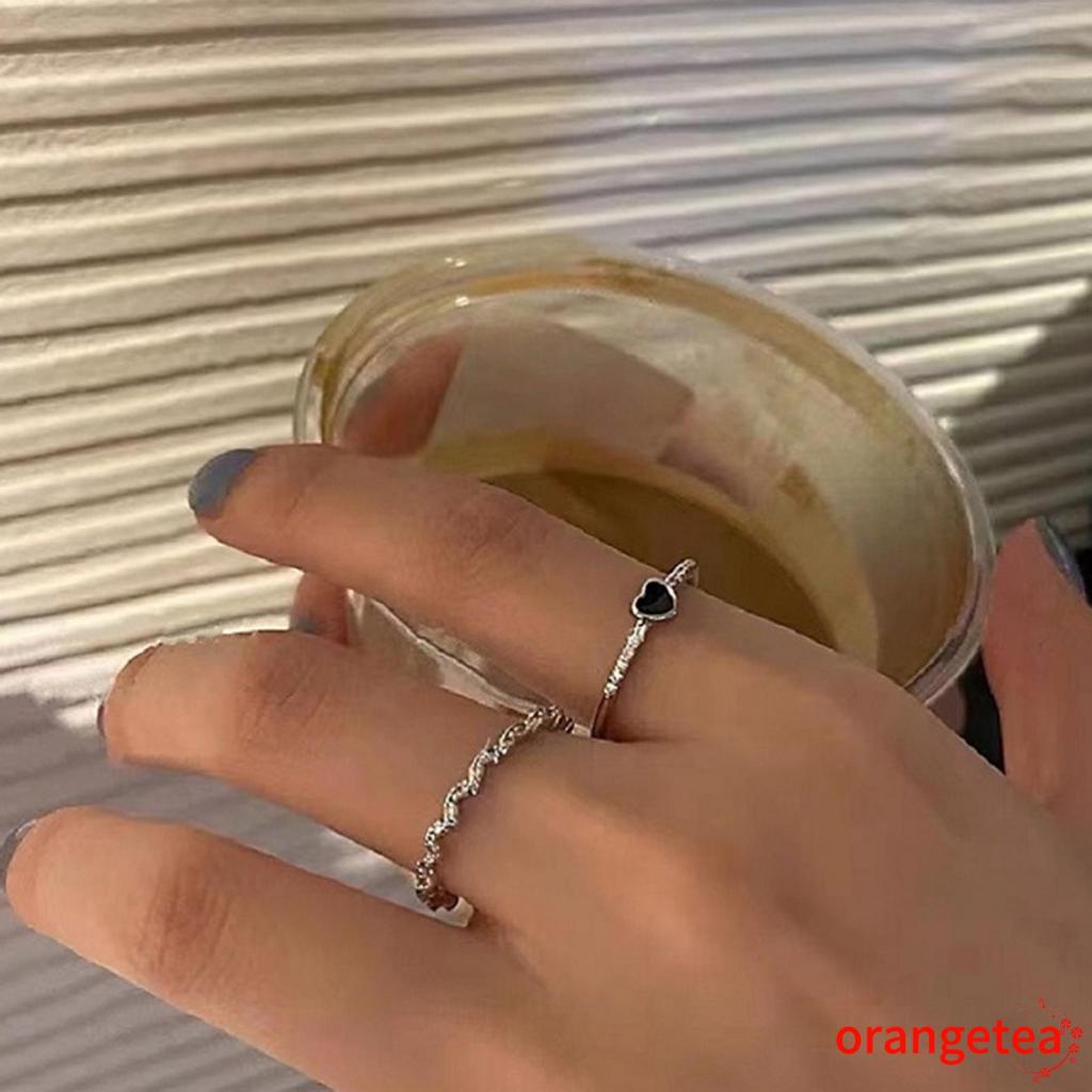 Nhẫn đeo ngón trỏ đính đá zircon màu đen thiết kế cá tính thời trang cho nữ