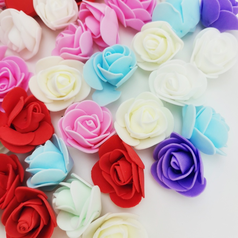 50pcs/ Bag Multicolor Mini PE Foam Rose Head Artificial Handmade Rose Head DIY Wedding Home Decoration Festival Party Supplies