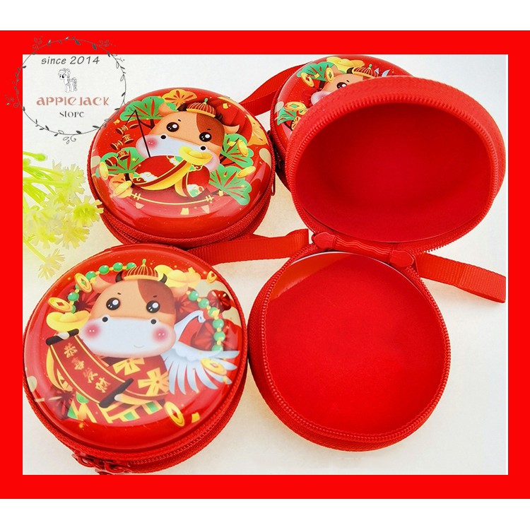 [ĐẸP -SẴN - RẺ] Túi hộp Tròn Mini Đựng LÌ XÌ TẾT 2021 - HÌNH CON TRÂU - Kiểu Dáng Xinh Xắn Đáng Yêu