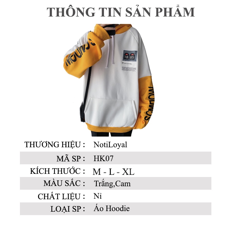 Áo Hoodie form rộng nam local brand unisex HK07 - Notiloyal