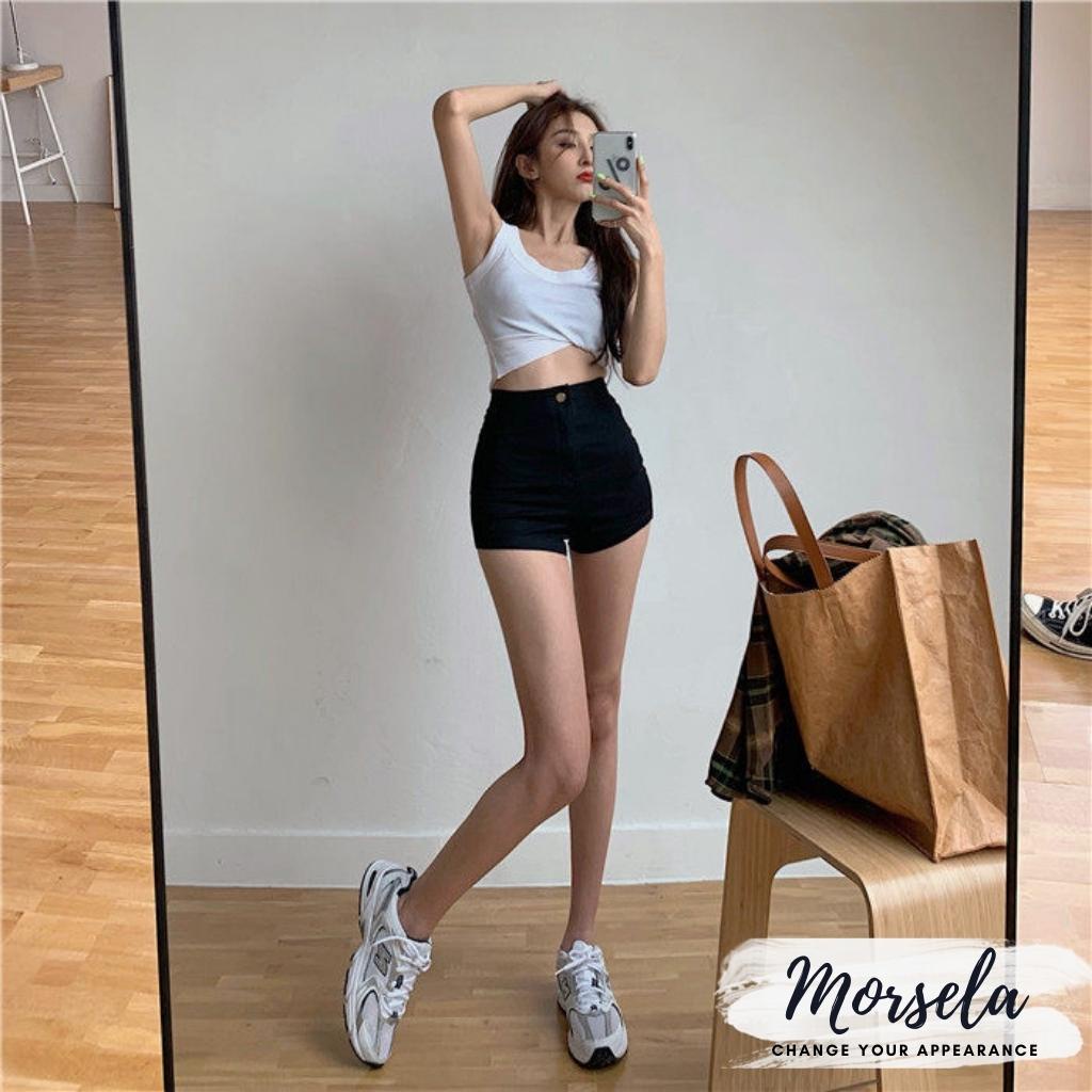 Quần short nữ ngắn ôm lưng cao - quần ngắn chât kaki tuyết cao cấp - Morsela