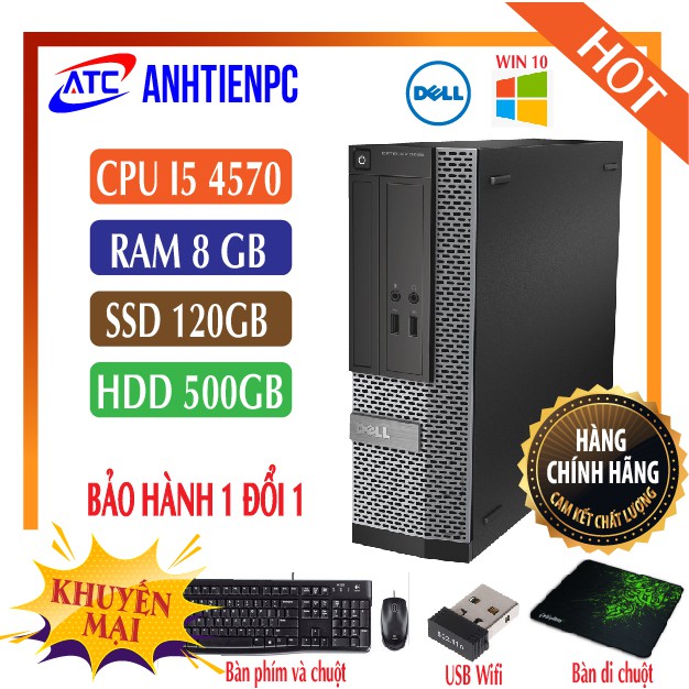 Máy tính đồng bộ Dell Optiplex 9020 (Core I5 4670/8G/SSD 120GB/500G)