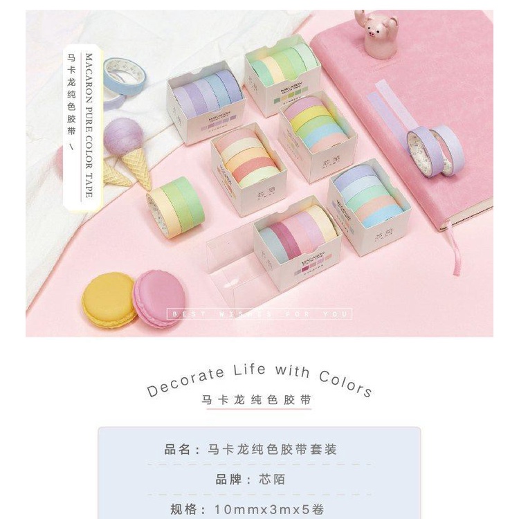 Miếng Dán Trang Trí Nhật Ký Màu Sắc Macaron Xinh Xắn