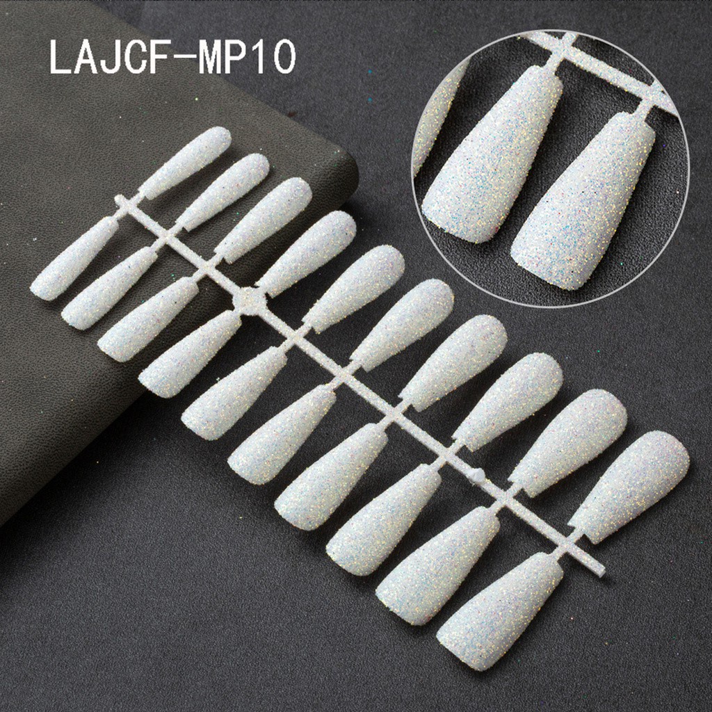 Set 20 Móng Tay Giả Đính Kim Tuyến Lấp Lánh Thời Trang Cho Nữ
