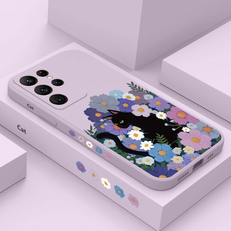 Ôp Điện Thoại Dẻo Họa Tiết Chú Mèo Dễ Thương Cho Dòng samsung galaxy s23 s22 fe ultra plus Ốp