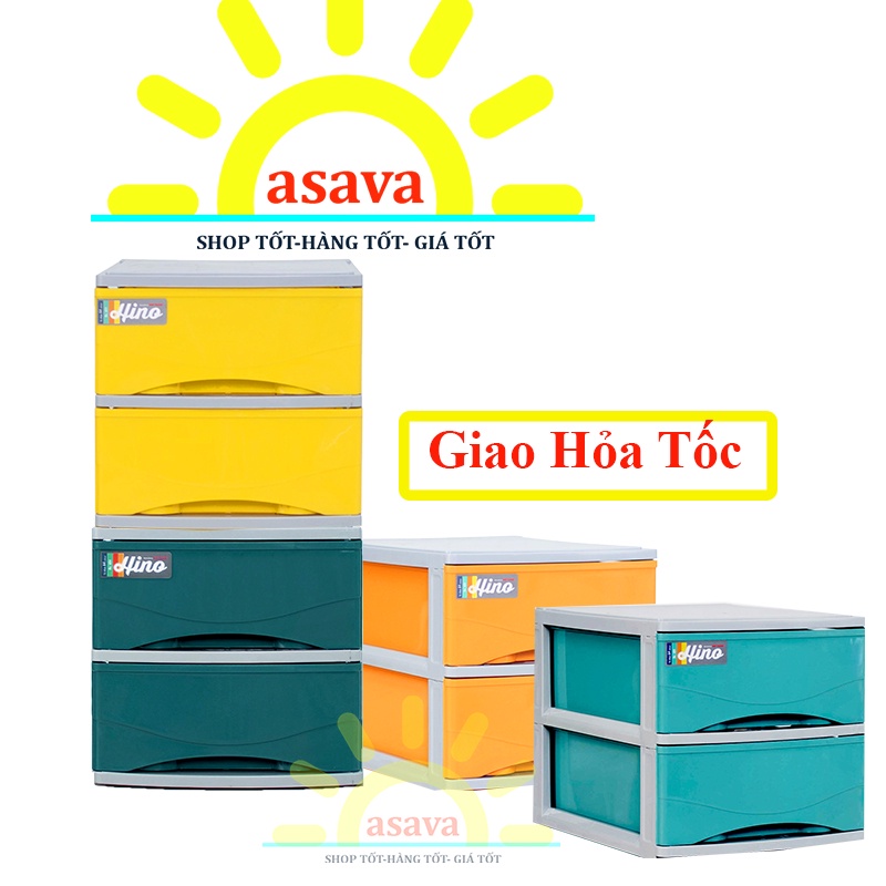 Tủ Nhựa Nhỏ 2 Tầng Hino ( Tủ Nhựa Ngăn Kéo Mini)- Có Thể Xếp Chồng, Đẹp, Tiện Dụng- Gia Dụng Asava.