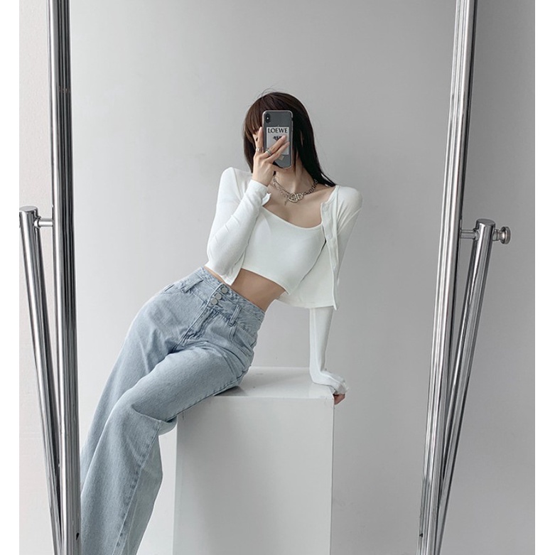 Quần Jeans Ống Rộng | Quần Denim Nữ Cạp Cao Dáng Suông Ống Rộng Trẻ Trung Sành Điệu Phong Cách Hàn Quốc | BigBuy360 - bigbuy360.vn