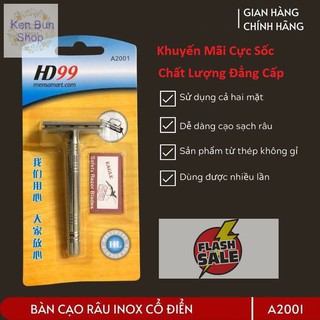 Dao Cạo Râu Thủ Công INOX Hai Lưỡi Cổ Điển Cho Nam Cổ Điển, Đẹp, Sang Trọng, Sạch Mịn Màng [ Video Ảnh Thật Sản Phẩm ]