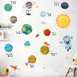 decal dán tường bé khám phá hệ mặt trời