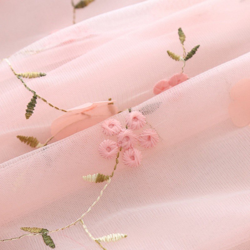 Đầm công chúa phối ren thêu hoa cho bé gái 10-20 kg