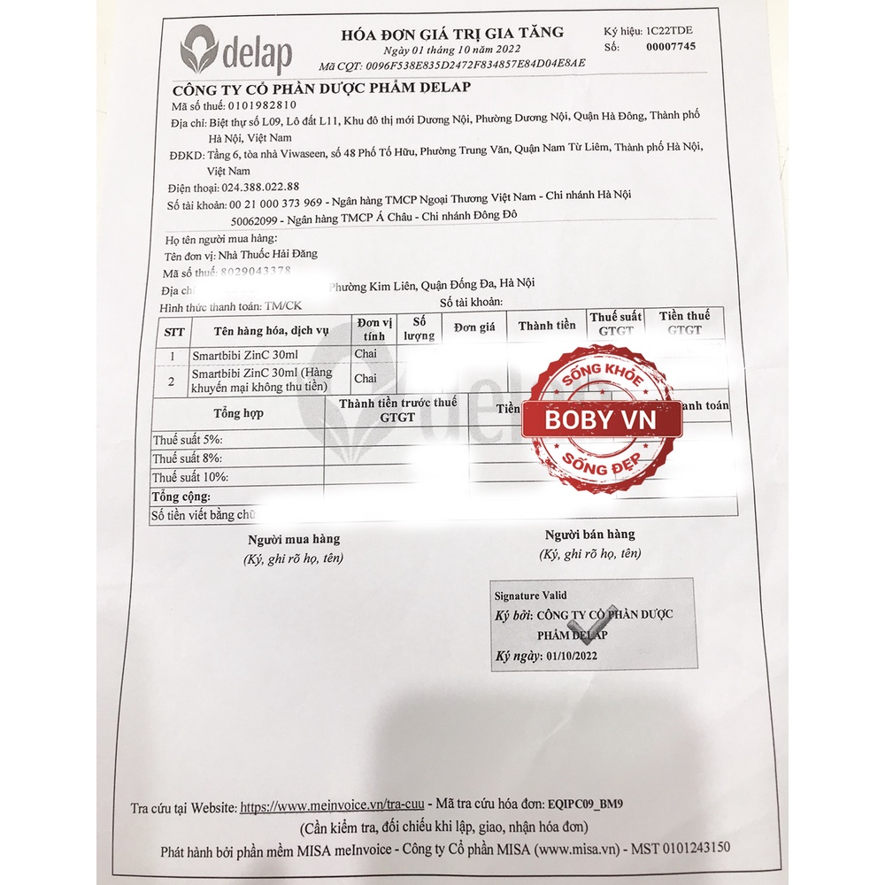Smartbibi Zinc - Bổ sung kẽm, vitamin c giúp tăng sức đề kháng