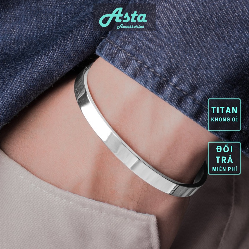 Vòng Tay Nam Lắc Tay Unisex Plain Thời Trang Vòng Tay Nam Nữ Basic Asta Accessories Màu Bạc Đen Titan - Vòng Plain