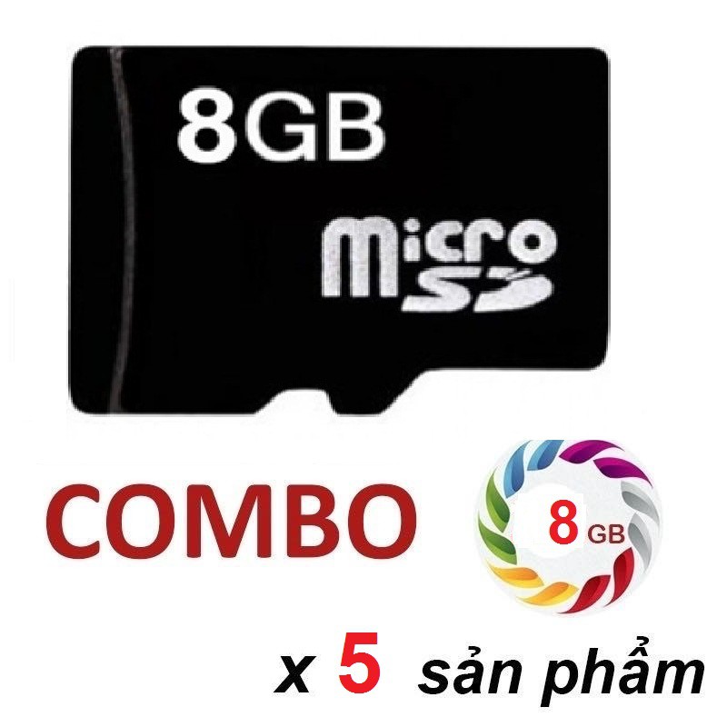 [Sỉ combo] 5 thẻ nhớ MicroSD 8GB - Dùng cho điện thoại, Camera, loa , đài...