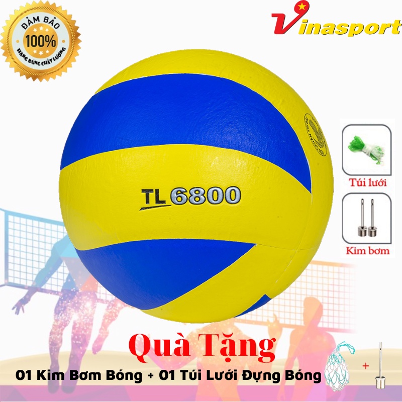 Bóng Chuyền Thăng Long CHÍNH HÃNG PU6800 Xoáy Tặng Kim Bơm + Túi Lưới Giá Cực Sốc!!!