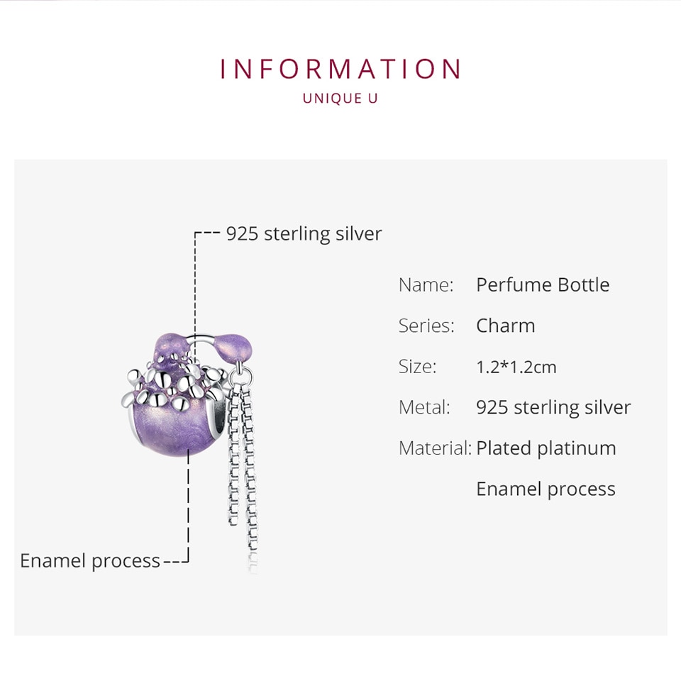 Hạt Charm Bamoer BSC348 Bằng Bạc 925  Titan Thiết Kế Hình Bình Nước Hoa Xinh Xắn