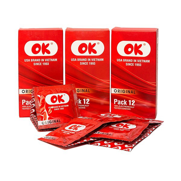 Combo 3 hộp 36 chiếc OK Original - bao cao su OK đỏ giá rẻ