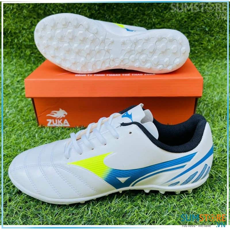 Giày Đá Banh Mizuno Trắng Xanh (Đã May Full Đế) - Giày Đá Bóng Thể Thao Nam Nữ Mới Đẹp