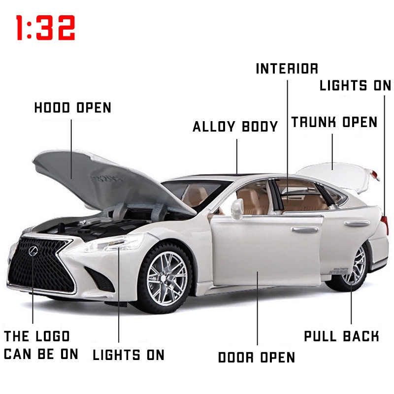 Mô Hình Xe Hơi Lexus LS500h Bằng Hợp Kim Tỉ Lệ 1: 32 Có Đèn Và Âm Thanh Sống Động