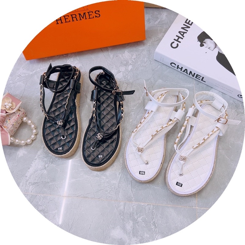 Dép sandal Hiền hồ xỏ ngón xích đế cói siêu nhẹ hàng đẹp