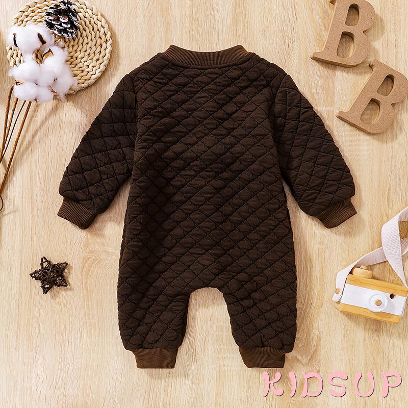Kidsup1-bộ Áo Liền Quần Dài Dáng Rộng May Chắp Vá Cài Khuy Tay Dài Đính Kim Cương Dành Cho Bé Trai Bé Gái