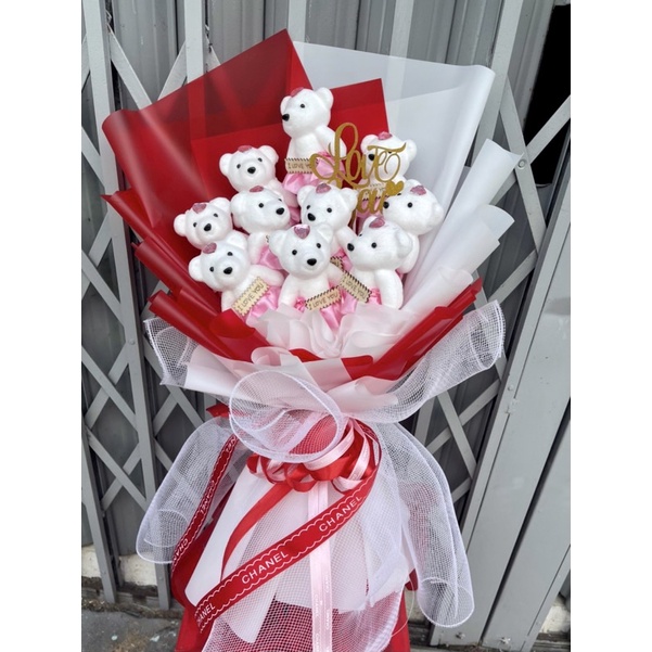 SÉT 10 CON GẤU XỐP DÙNG BÓ HOA .HOẶC BỎ HỘP QUÀ TẶNG