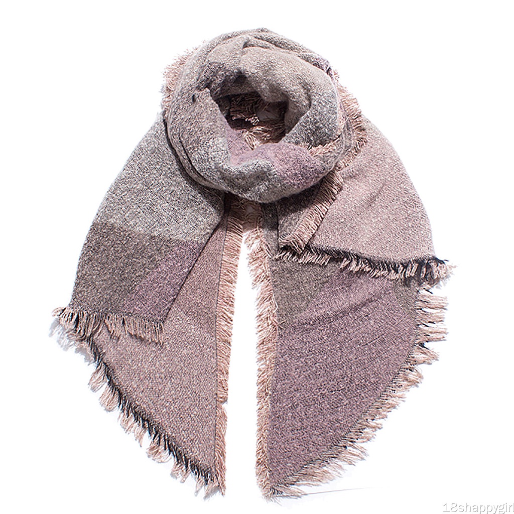 Khăn choàng cổ sợi polyester dày dặn màu sắc tương phản thời trang mùa đông cho nữ | BigBuy360 - bigbuy360.vn