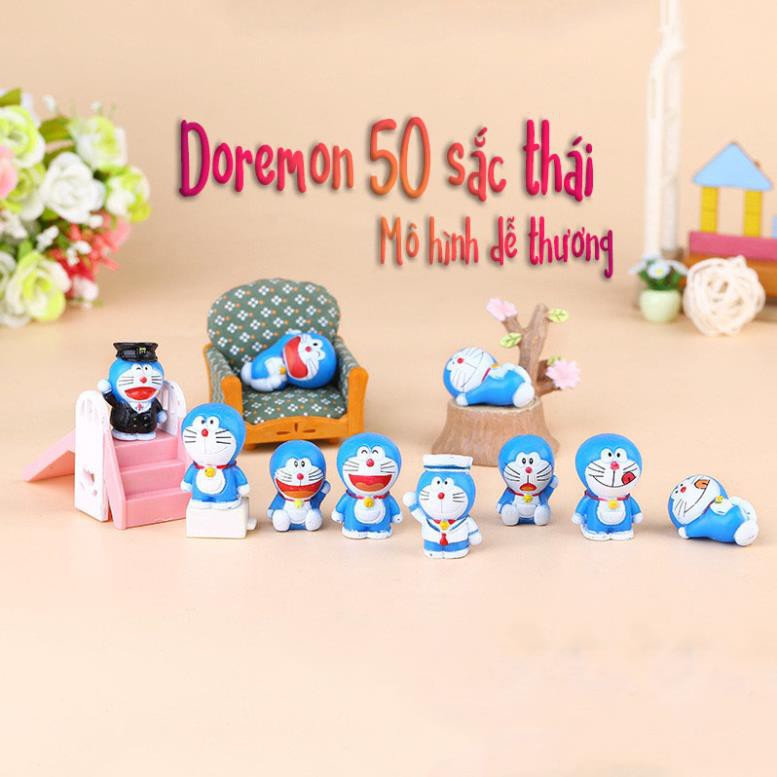 Set 10 mô hình mèo máy Đoremon 50 sắc thái cực dễ thương