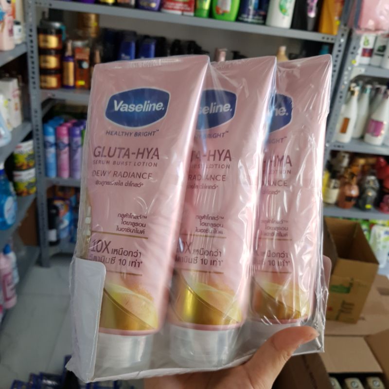 Sữa dưỡng thể Vaseline Healthy Bright Gluta HYA Serum Burst Lotion 10X  50xThái Lan 320ml