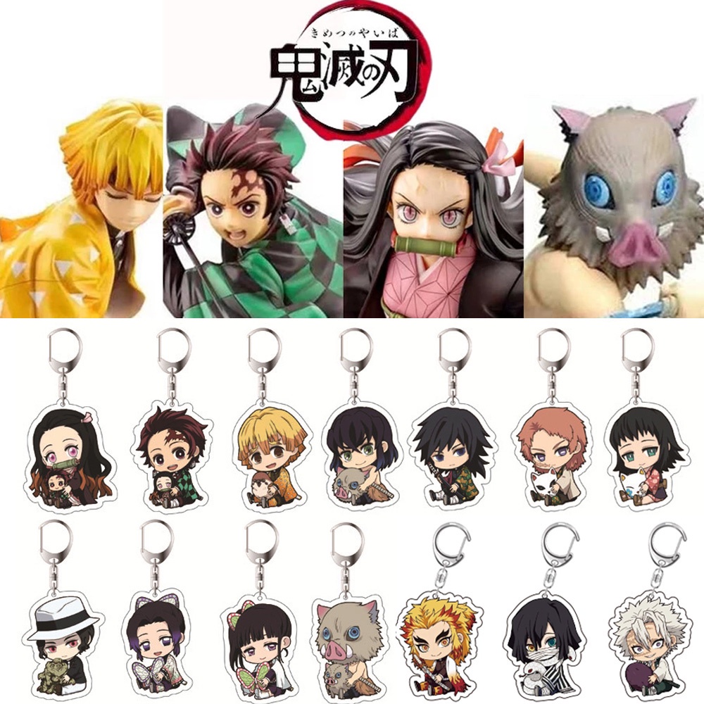 Móc Khóa Acrylic Họa Tiết Demon Slayer Hoạt Hình Dễ Thương Cho Nam Nữ