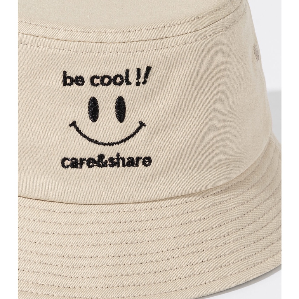 Mũ Bucket Hat thêu Be Cool!! Care &amp; Share màu be thương hiệu Coolmate