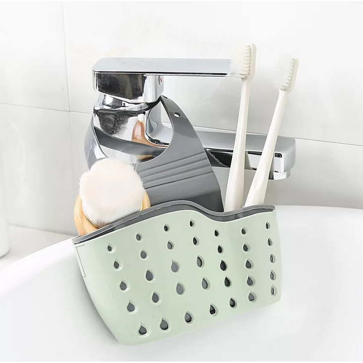 Giá Đỡ Bọt Biển Rửa Chén Hai Lớp Có Thể Điều Chỉnh Tiện Lợi
