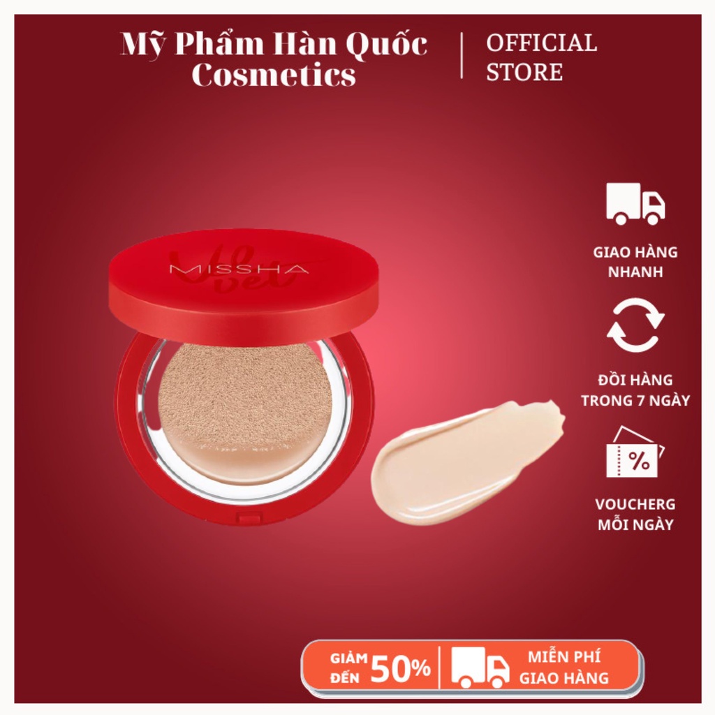 PHẤN NƯỚC SIÊU KIỀM DẦU MISSHA Velvet Finish Cushion SPF50+ PA+++ BẢN ĐỎ