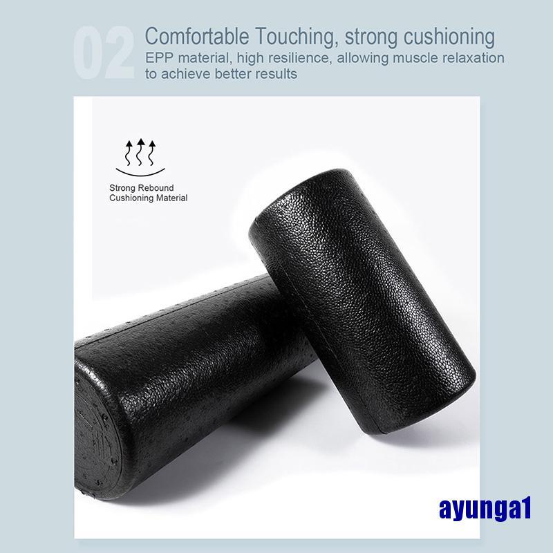 Ống lăn xốp 3 kích thước 30/ 45/ 60 cm màu đen dùng tập yoga tùy chọn