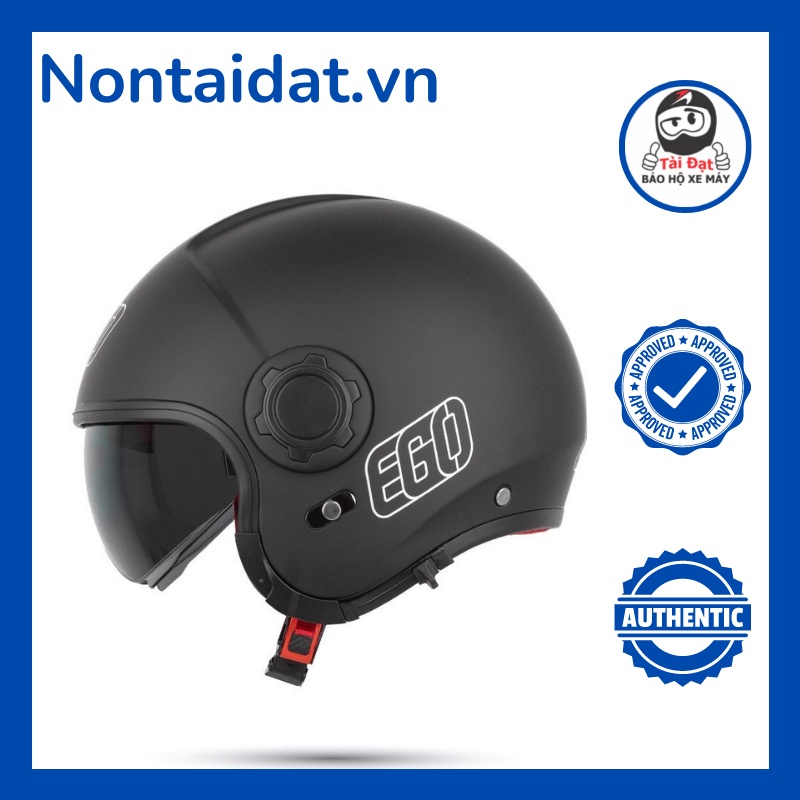 Nón bảo hiểm 3/4 linh hoạt EGO E5 màu đen nhám