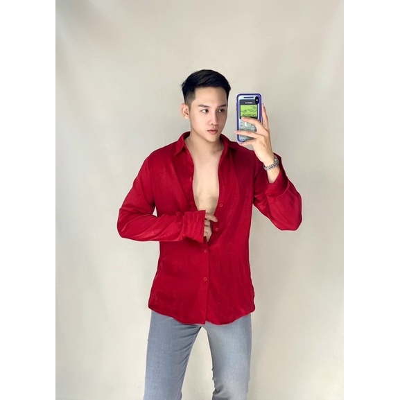 [Hình Thật] Áo Sơ Mi Tay Dài Lụa Basic Unisex Mr Smile 99 Shop